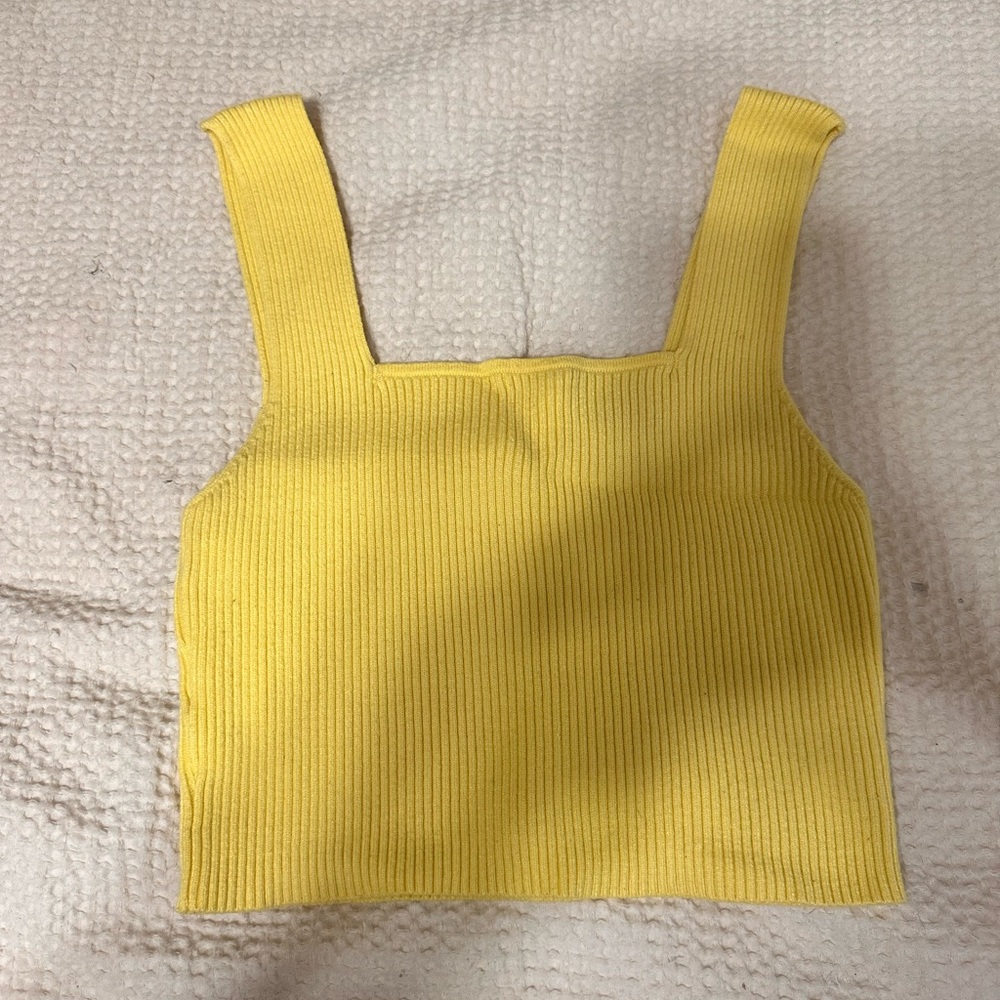 SHEIN Yellow Ribbed Tank Top